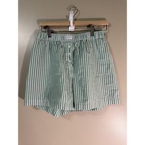 BODY Boxer Shorts Mens S Green Striped Organic Cotton Breathable Lightweight